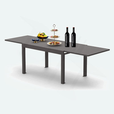 Verinda Extendable 35'' L x 106'' W Outdoor Aluminum Extendable Metal Dining Table