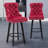 Modern  Swivel Bar Stools Velvet Barstools Button Tufted Bar Stools Rivet Trim Bar Stools for Kitchen Island,Bistro, with Metal Pull Ring Sturdy Footrest Large Backrest for Home Bar-759074646-759074645