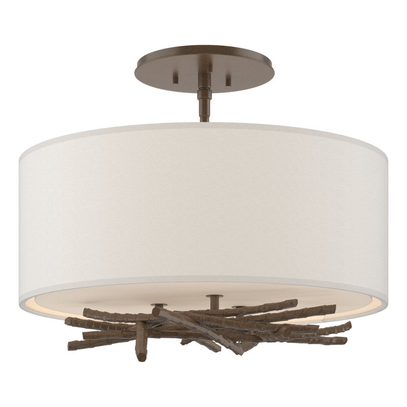 Brindille 3 - Light Semi Flush Mount, Natural Anna, Bronze