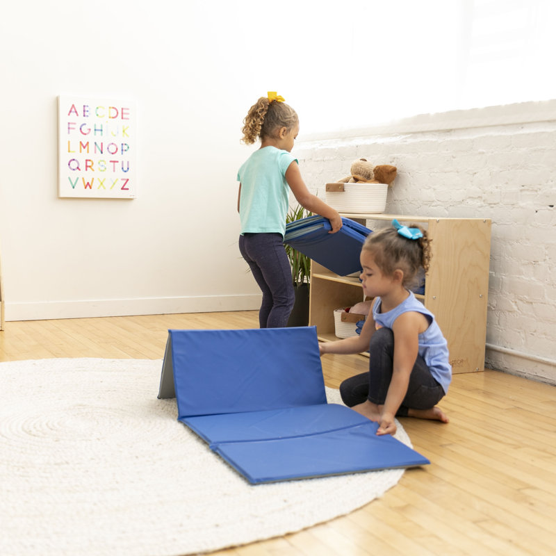 Tapis de repos pliable ECR4Kids Everyday, 4 sections, bleu / gris, paquet de 5, 0,63 po