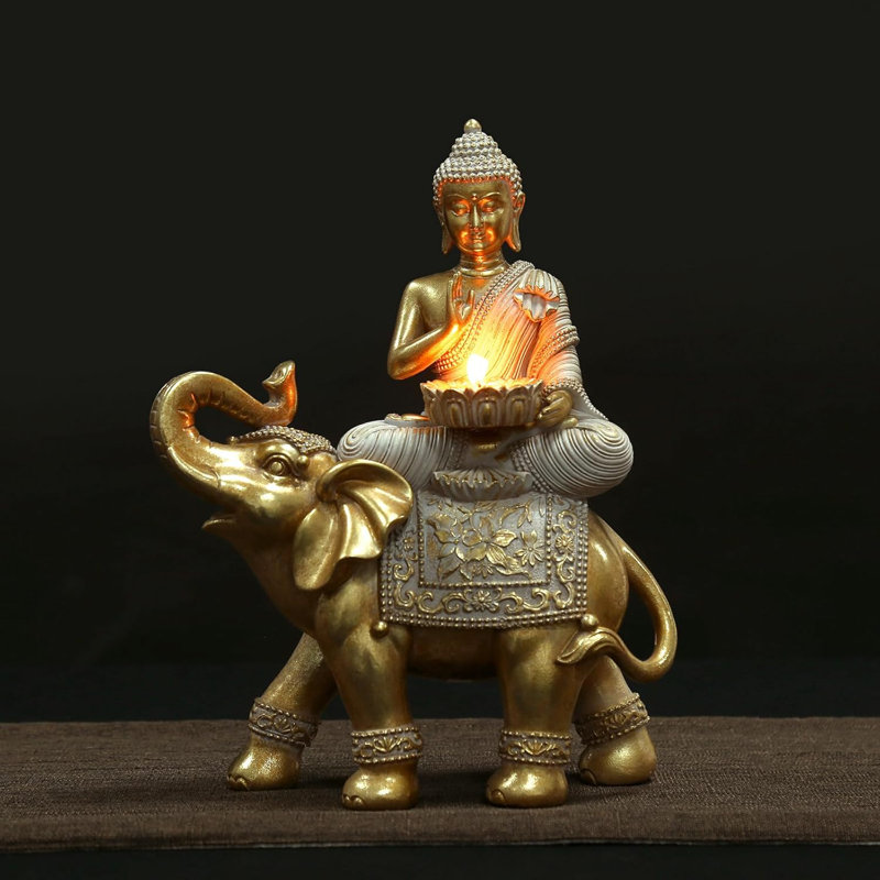 Gold Buddha Statue With Candle Holder