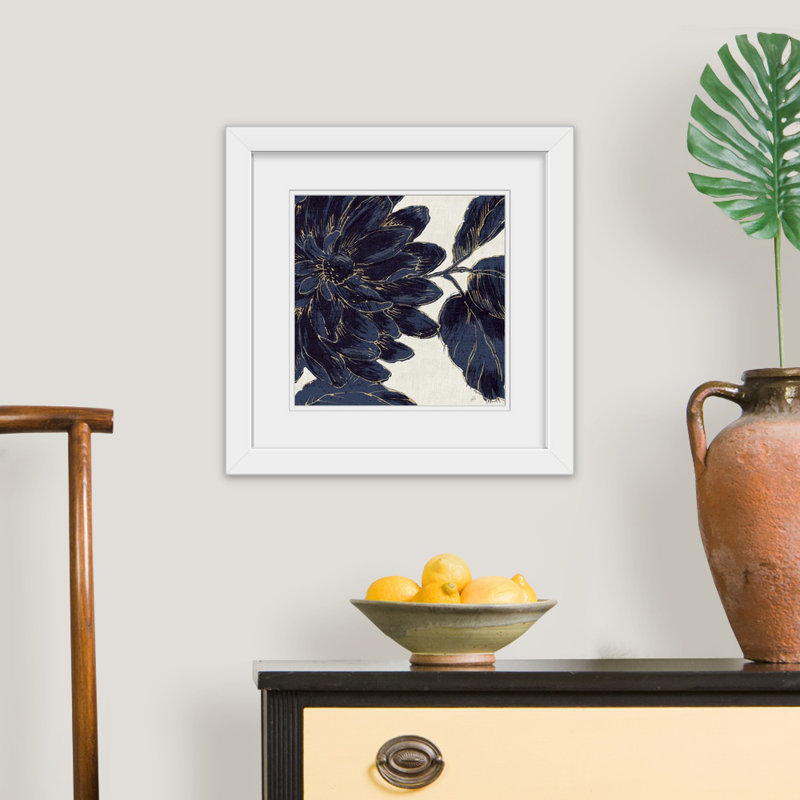 «Indigo Garden I», reproduction d'impression, Cadre blanc, H 20" x l 20" x P 1"