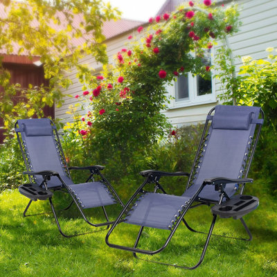Relaxing Recliners Patio Chairs Adjustable Steel Mesh Zero Gravity Lounge Chair Beach Chairs With Pillow And Cup Holder by Arlmont & Co.