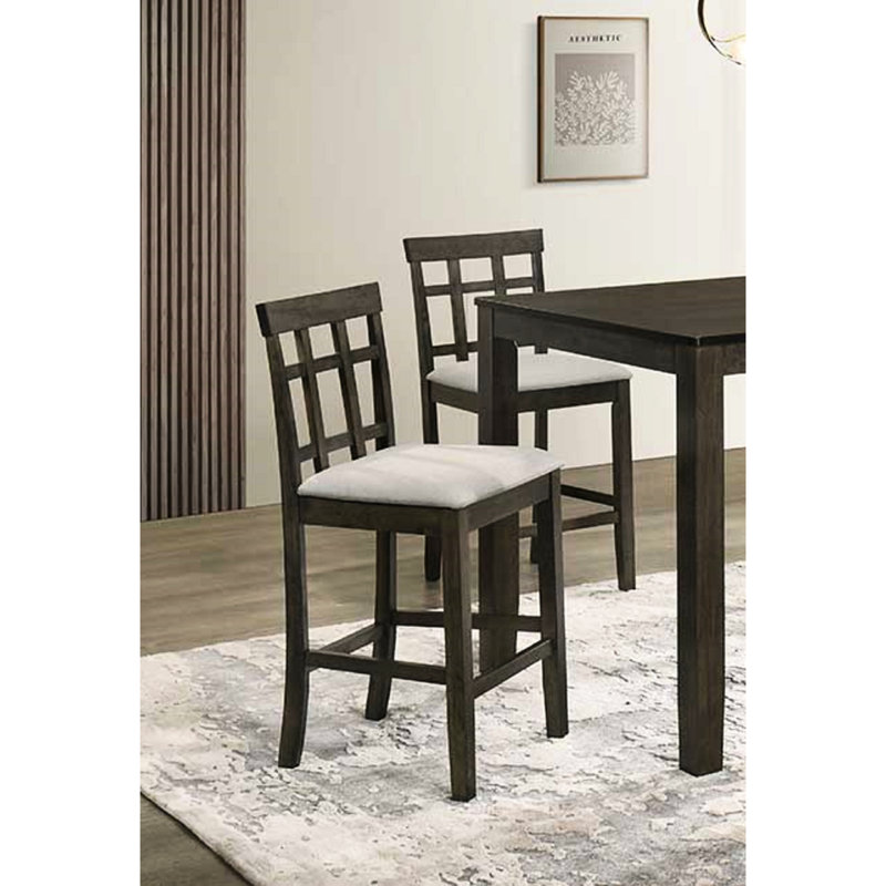 Chaises de salle à manger modernes à hauteur de comptoir grise avec sièges rembourrés et dossier à lattes - 2 pièces pour chambre à coucher