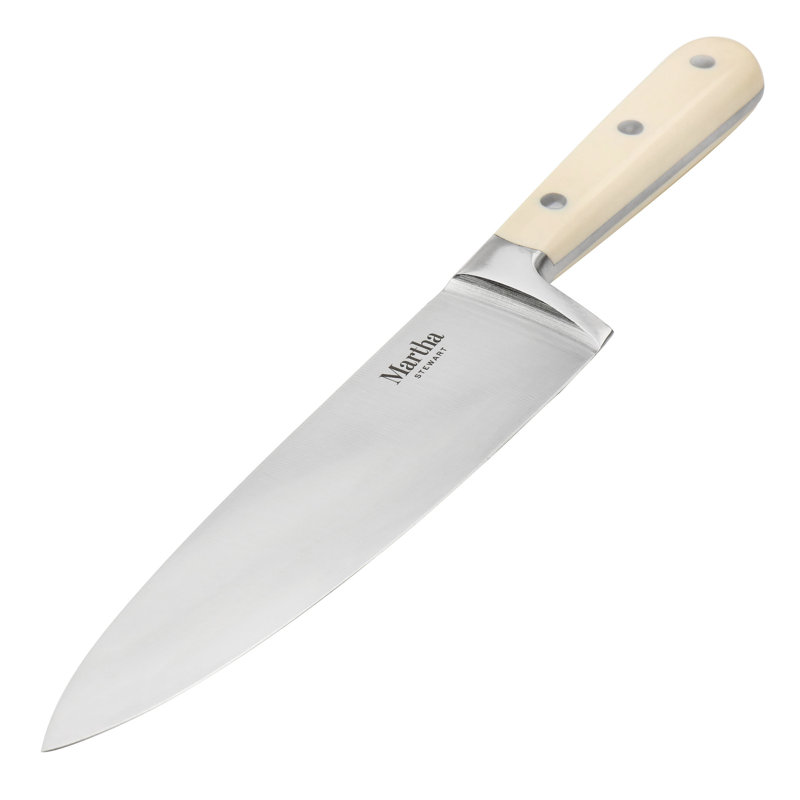 Couteau de chef en acier inoxydable blanc cassé 8 pouces Martha Stewart, Blanc cassé