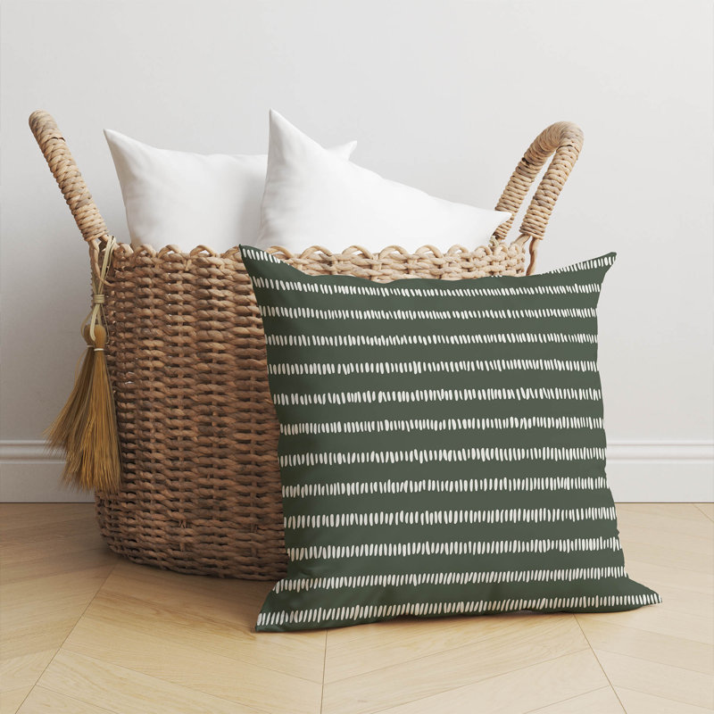 Coussin Scatter Row, H 16 po x l 16 po, Chimichurri / rayé vert