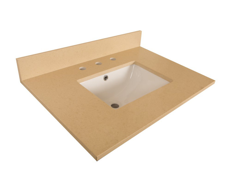 Dessus de salle de bain simple 30 po meuble-lavabo, Quartz beige