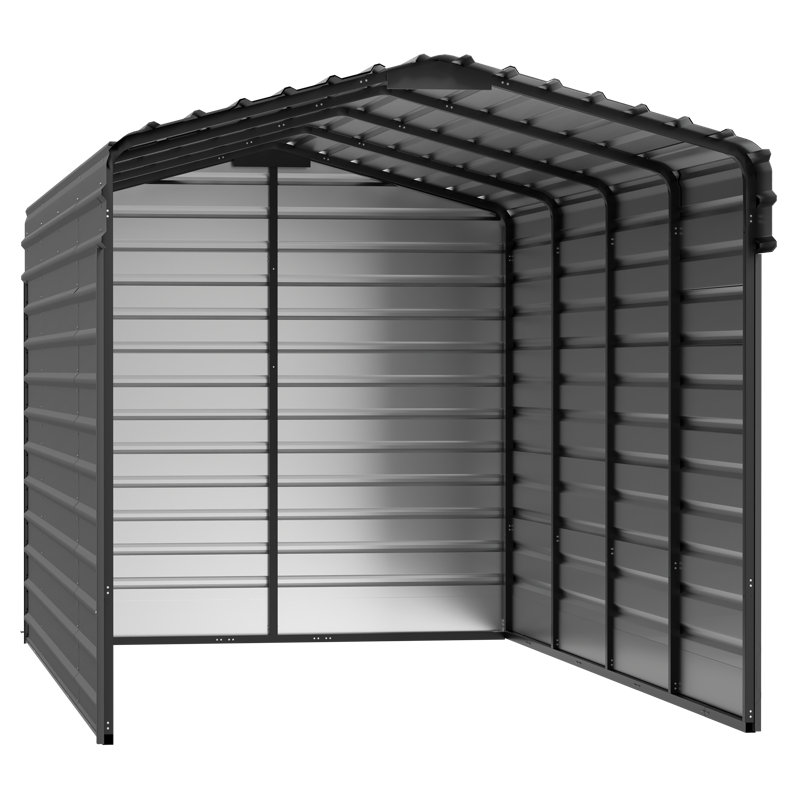 Abri d'auto en acier avec 3 ensembles muraux, 10X20X09, Gris