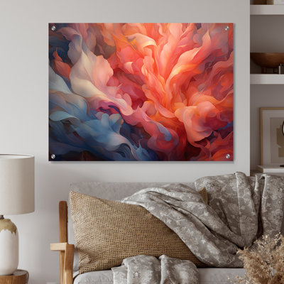 Peach Blue Rose Reverie I - Floral Acrylic Wall Art Decor