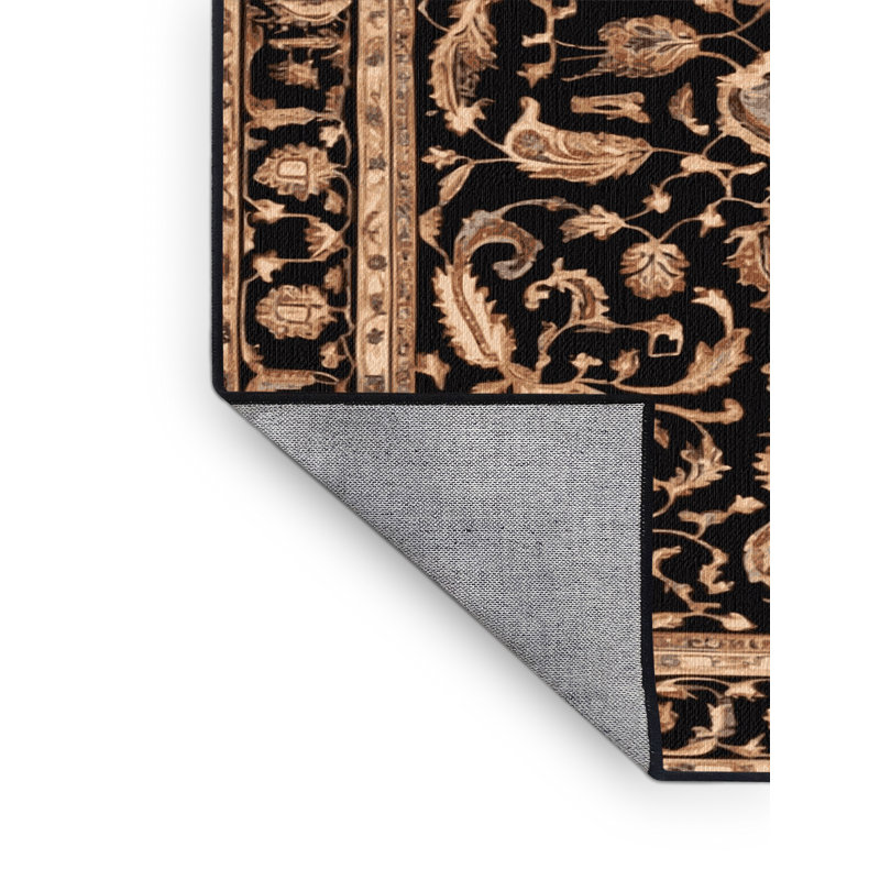 Machine Washable Persian Brown Area Rug, Round 3'
