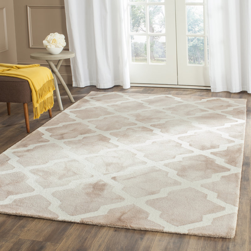 Tapis beige / ivoire en laine touffeté à la main Dooltle, Rectangle 10 pi x 14 pi