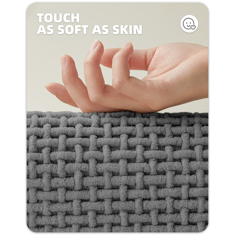 Tapis pour salle de bain en chenille antidérapant Bairoil, Simple - l 17 po x L 47 po, Gris foncé