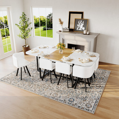 9-Piece Indoor Dining Table Set, Stylish Table Set For 8 People