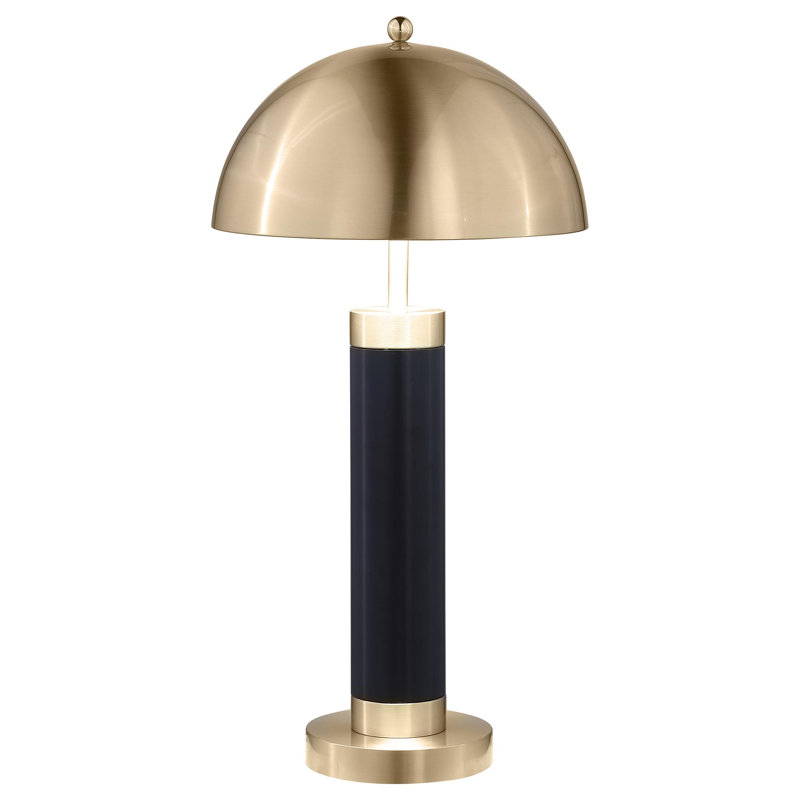 Cuan Dome Shade Pillar Table Lamp Black, 27.5" H x 14" W x 14" D