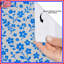 Rideau de douche bleu à motif floral très long-821771203