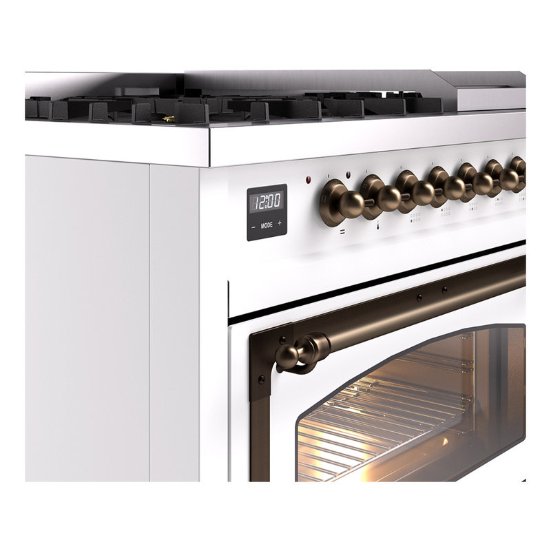 ILVE Nostalgie II Noblesse 48 inch Dual Fuel Range (8 Sealed Burners + Griddle, Triple Glass Door, RAL), Natural Gas