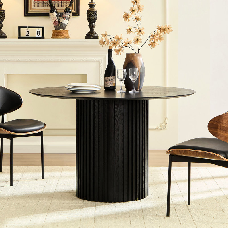 Angelique 47.52 Inch Mid-Century Modern Dining Table, Material, Black, Easy To Clean And Dependable For Daily Use Inch, Clean, Construction