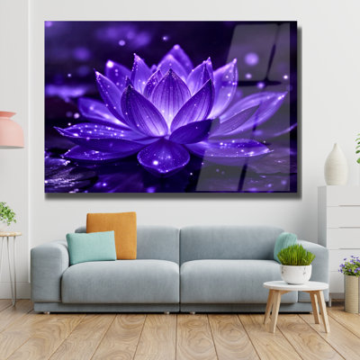 Lotus Flower Tempered Glass Wall Art Natural Style Wall Art Decor