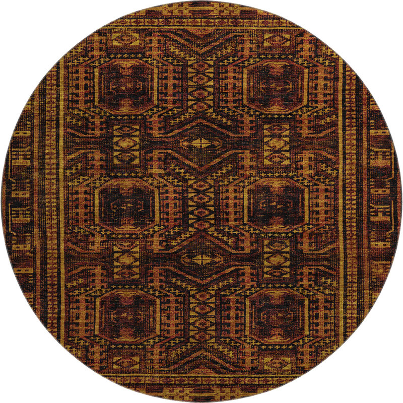 Premium Machine Washable Ashlynn Border Rug, Round 8'