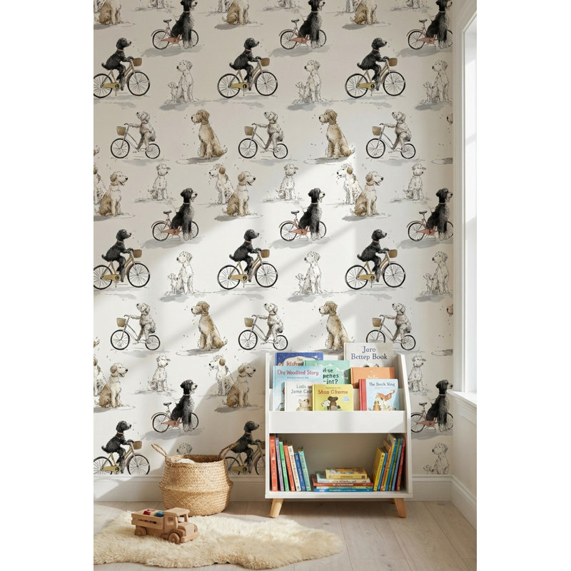 Murale bicyclette Whimsical Dogs, Peler et coller