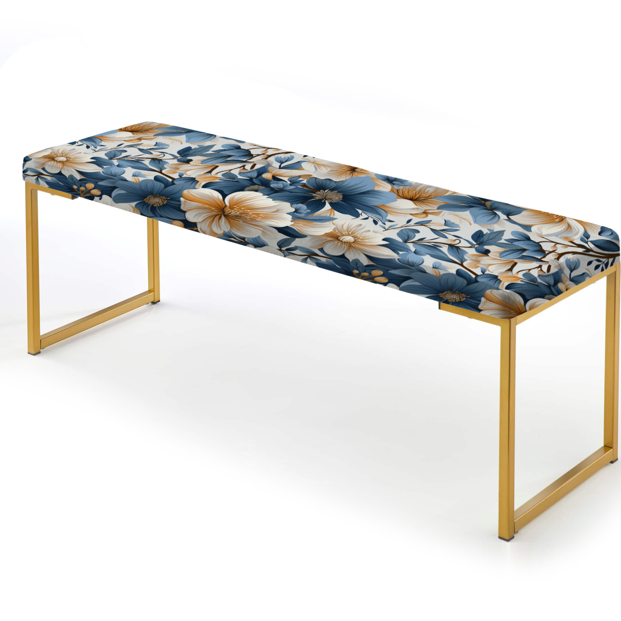 Design Art Blue Retro Finesse Floral Pattern III - Floral Upholstered ...