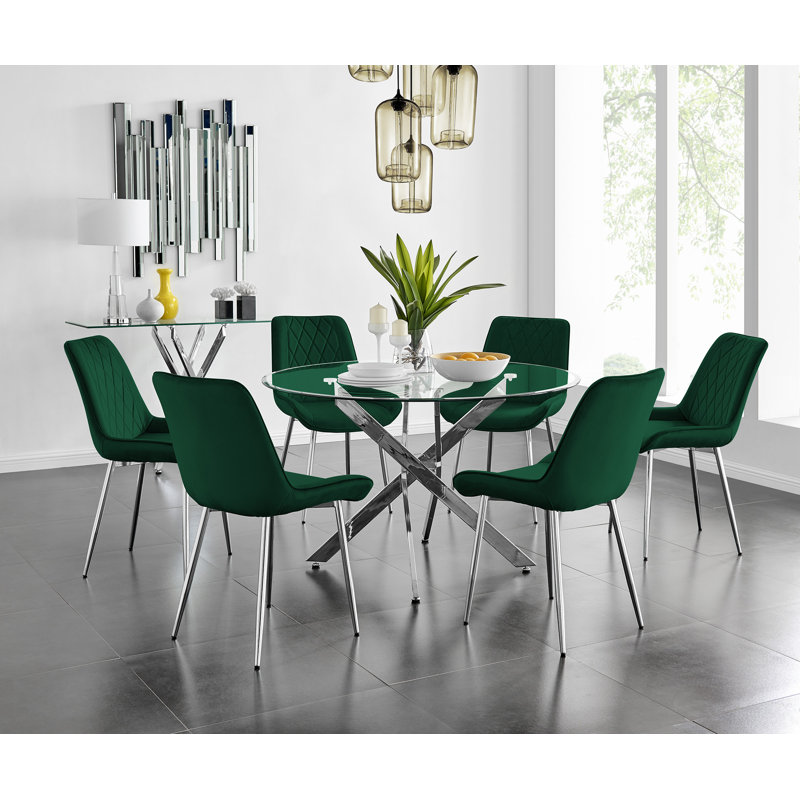Bernell 6 - Person Dining Set, Green/Silver