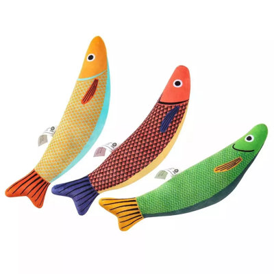 3 Pcs Cat Chew Toys Crinkle Sound Saury Fish Cat Catnip Toys Kitten Kicker Toys