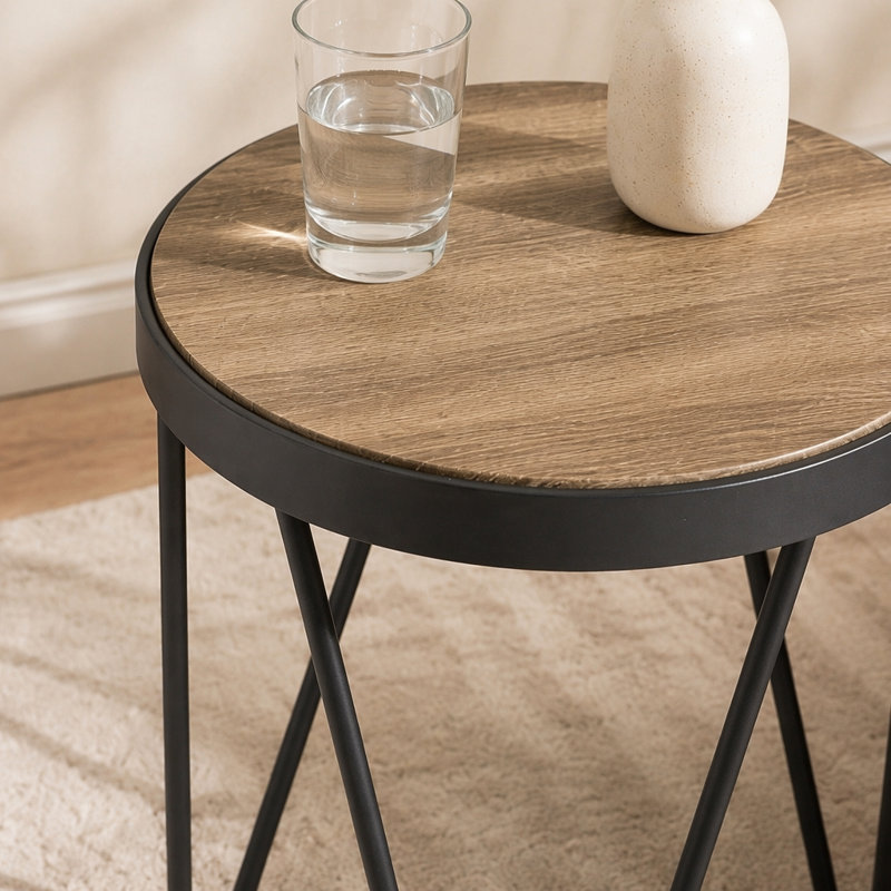 Table de bout, 18.55" H x 35.43" W x 35.43" D, Oak Wood / Brown