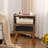 Rattan Nightstand With Charging Station, Boho Night Stand With Handmade Natural Rattan Drawer And Open Shelf, Cane Accent Side End Tables With Solid Wood Legs For Bedroom, Dorm, Small Spaces-1351055847-1351264199