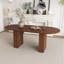 Table de salle à manger 62,9 pouces pour 6 personnes, plateau de table en panneau de fibres à densité moyenne plaqué blanc avec base en panneau de fibres à densité moyenne, table de salle à manger de style campagne moderne avec surface imperméable et résistante aux égratignures