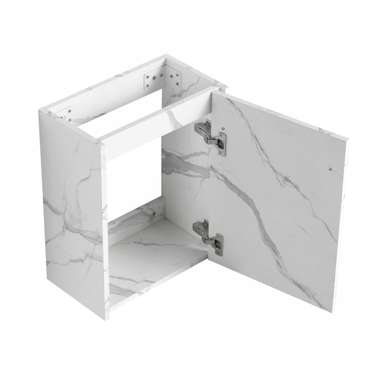 Meuble-lavabo mural 16 po avec lavabo en céramique et porte d'armoire à fermeture en douceur, pour petite salle de bain