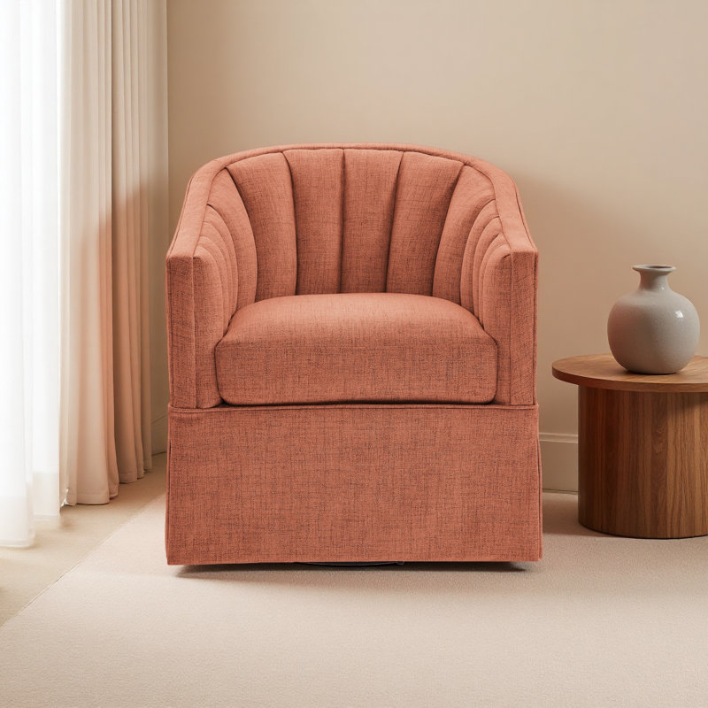 Fauteuil d'appoint pivotant avec jupe Solitude, Corail