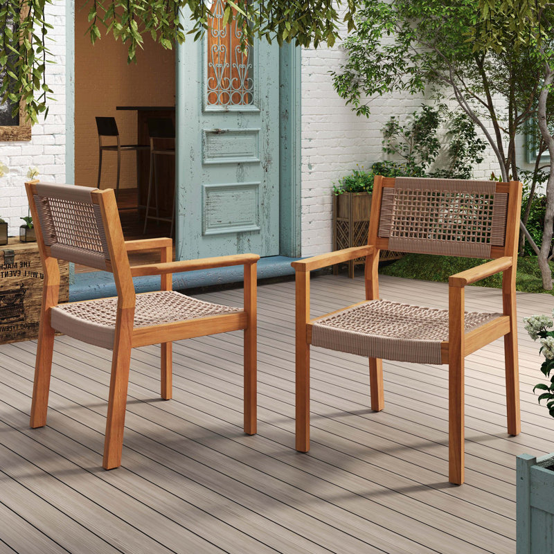 Chaises de patio d'extérieur en bois d'acacia, Brun clair / teck