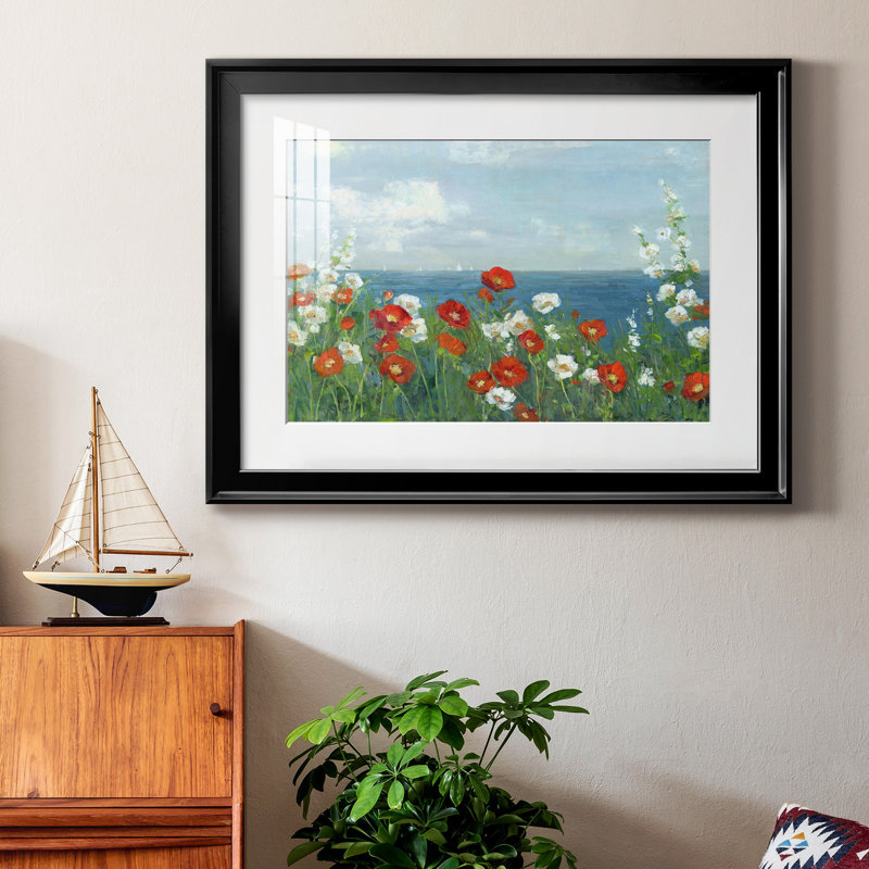 À travers les fleurs - Peinture encadrée, H 26,5 po x l 36,5 po x P 1,5 po, Papier avec cadre noir