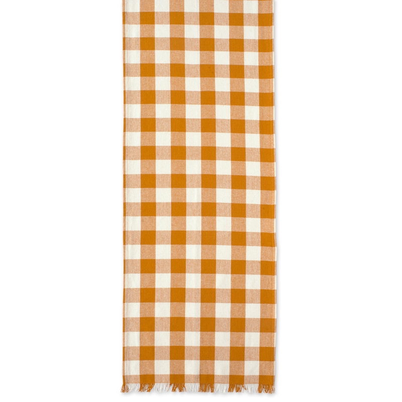 Laszlo Gingham 100% Cotton Table Runner, Pumpkin Spice, 14" L x 108" W