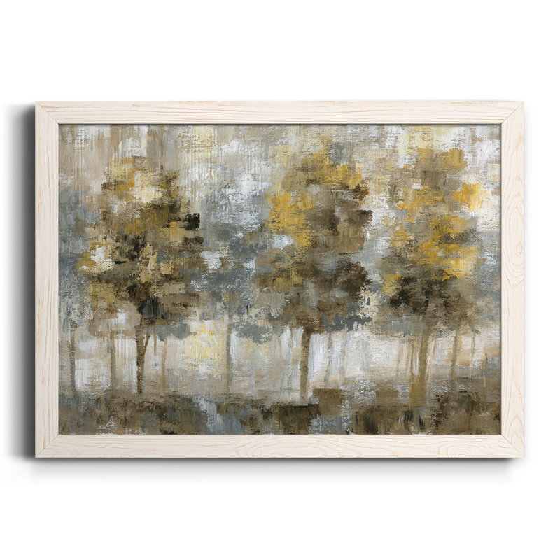 Linen Trees - Peinture sur toile encadrée, H 20 po x l 17 po x P 1,5 po, Toile avec cadre blanc