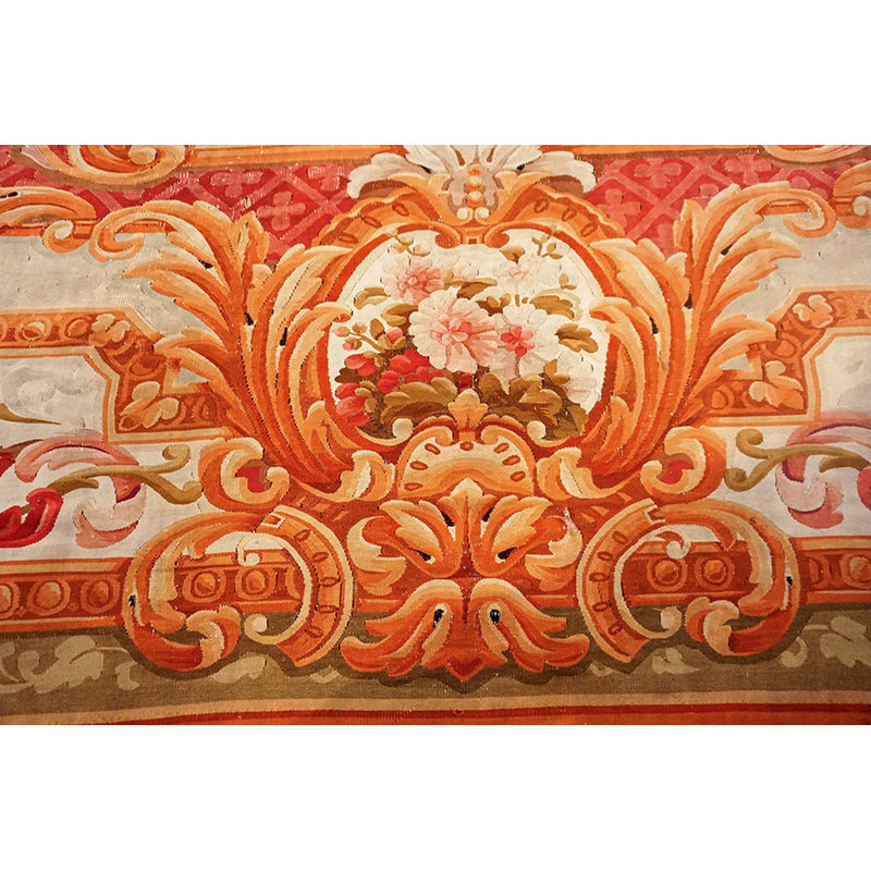 Antique Aubusson French Large Wool Flat Weave Rug