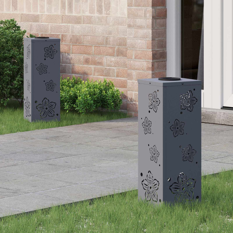 Solar Powered Steel Pathway Light, 50cm H x 18cm W x 18cm D, Anthracite