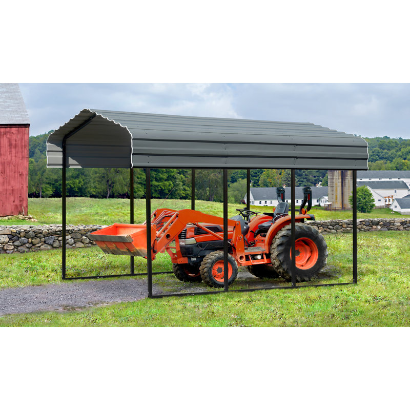 Charcoal Galvanized Steel Carport Kit with Black Frame