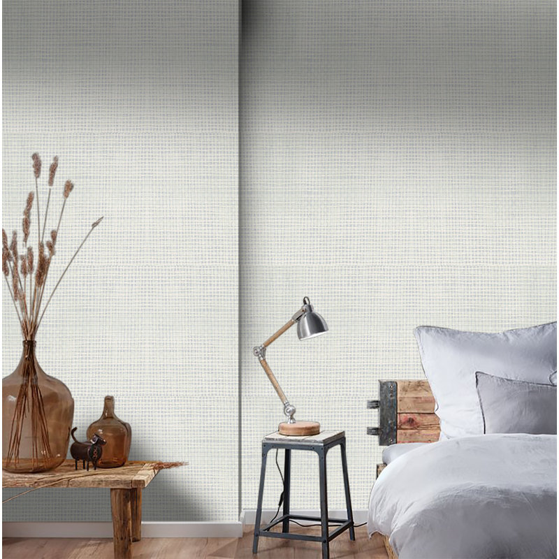Papier peint tissé en papier 24 pi x 36 po Decorator Grasscloth II, Blanc / argent
