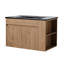 Meuble-lavabo de 30 po avec lavabo en céramique noire et tablette ouverte ajustable - surface de travail de 30 po et à rebords inclinés pour une ouverture facile