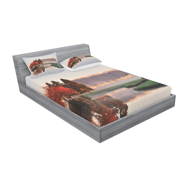 Ensemble de draps érable et pins, Ensemble de draps pour lit double avec un drap-hou