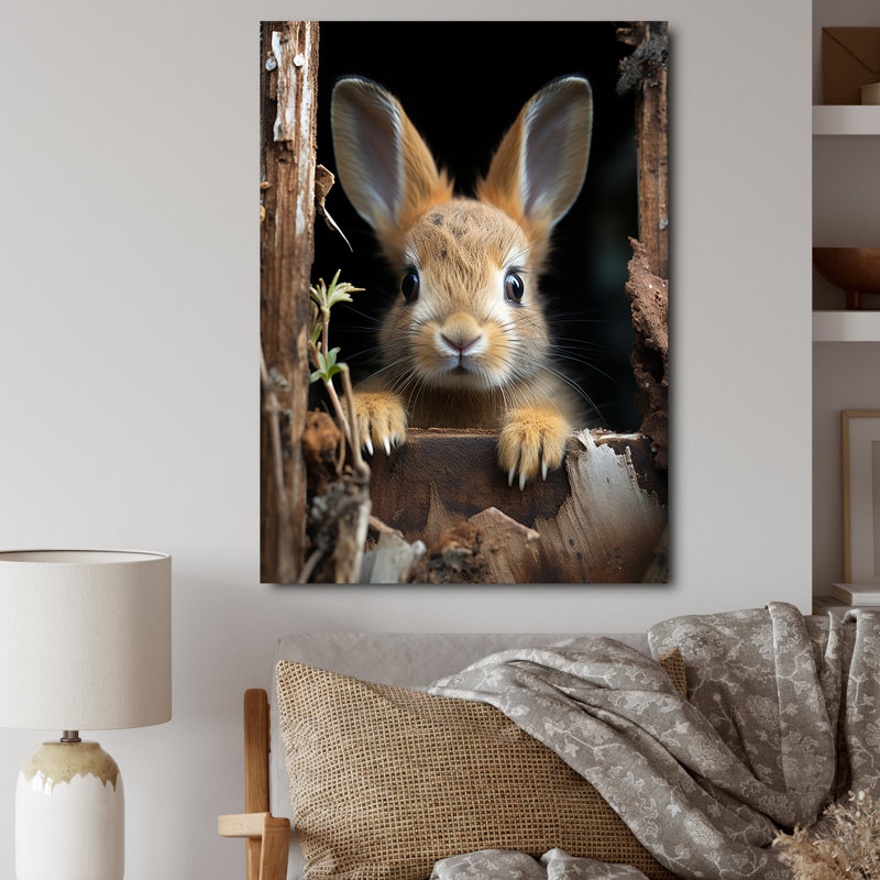 Drôle de lapin, reproduction d'art sur toile, H 20 po x l 12 po x P 1 po, Toile tendue