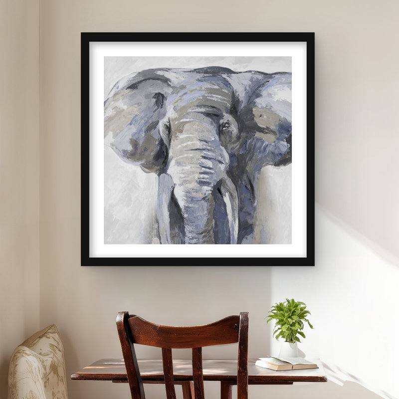 Pastel Blue Elephant - reproduction encadrée mate pour la décoration intérieure