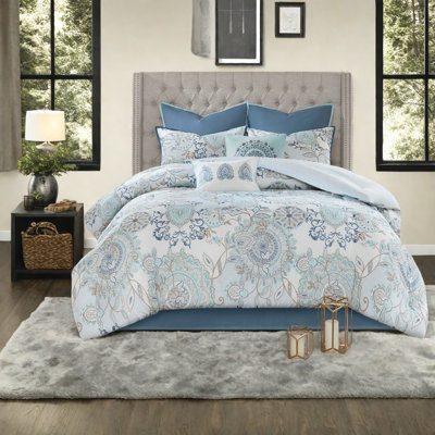 Ensemble de literie pour grand lit réversible 8 pièces, style floral pour la maison