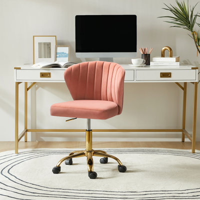 Petillo Swivel Velvet Office Task Chair with Adjustable Height and Padded Cushion