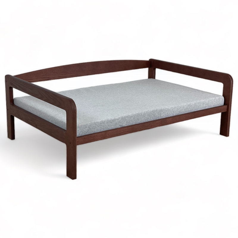 Ayra Pets Elevated Dog Bed, Solid Wood, Mocha Mattress, Finish, Small, Extra Large (44" W x 29" D x 15" H), Mahogany/Grey