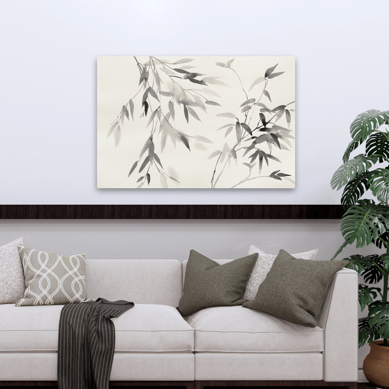 Bambou asiatique - feuilles de bambou II, H 32 po x l 48 po