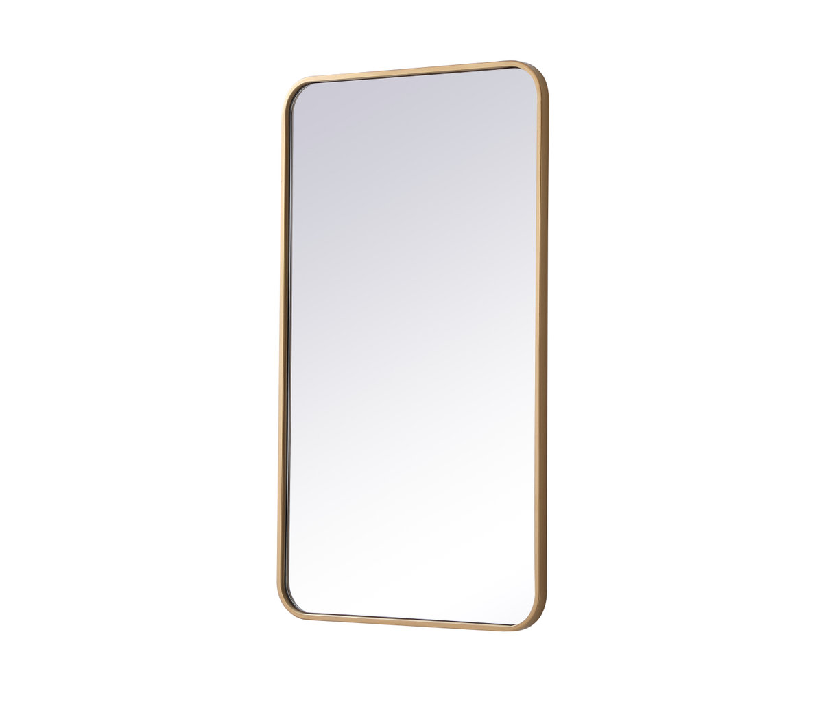 Sabine Metal Rounded Rectangle Wall Mirror, 36" x 20", Brass