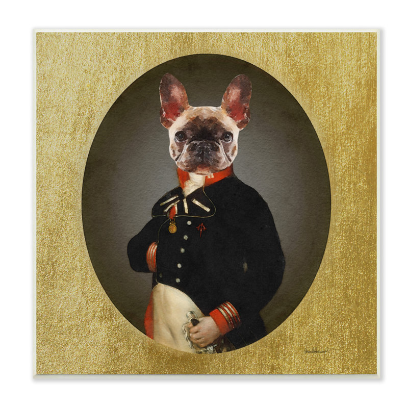 Patriotic French Bulldog Conquistador Wood Wall Art
